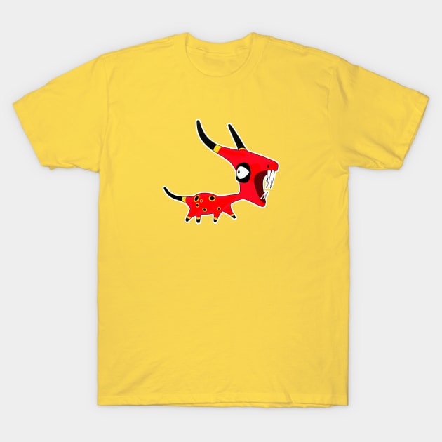 Cute and Scary Red Horned Creature T-Shirt by AKdesign